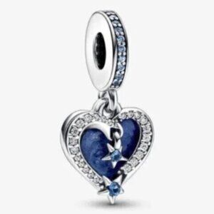 PANDORA Celestial Shooting Star Heart Double Dangle Charm